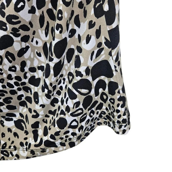 Calvin Klein Tan Black Leopard Print Blouse Tank Shell Cowl Neck Size Small - Picture 8 of 9